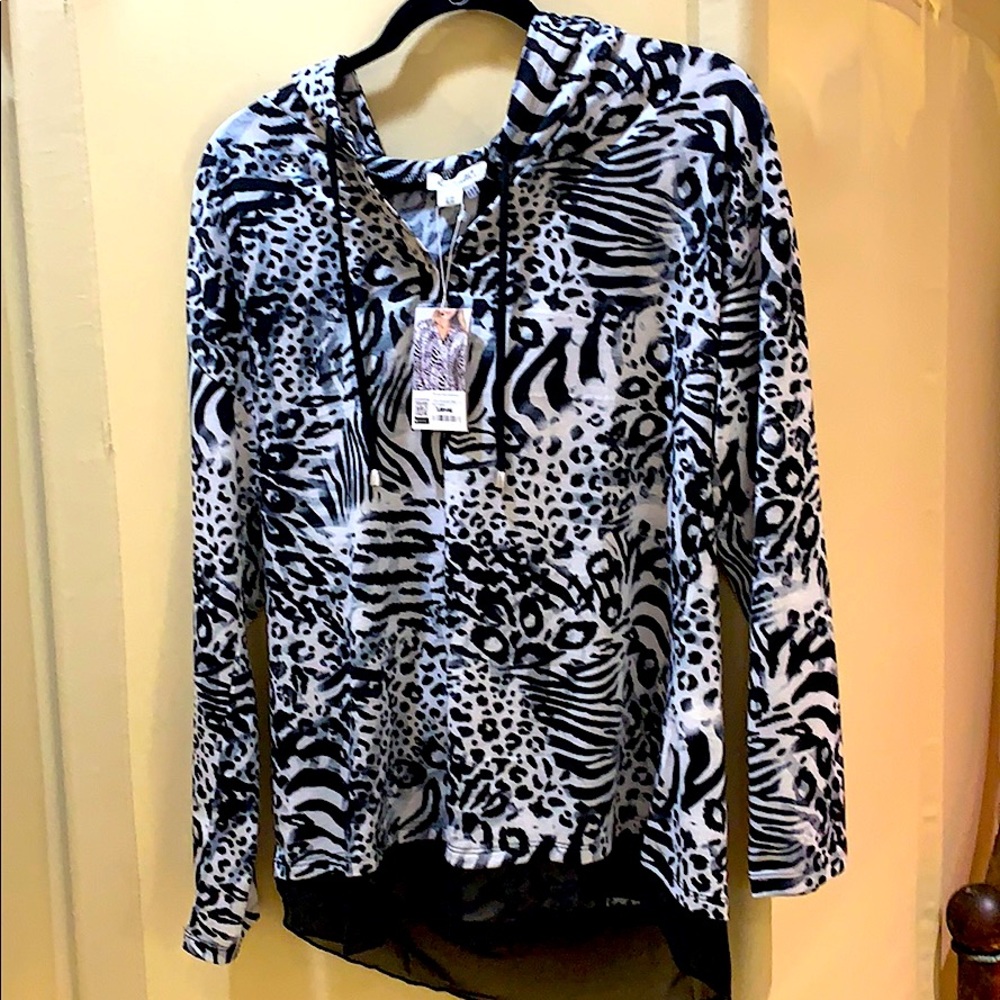 Animal print hooded top